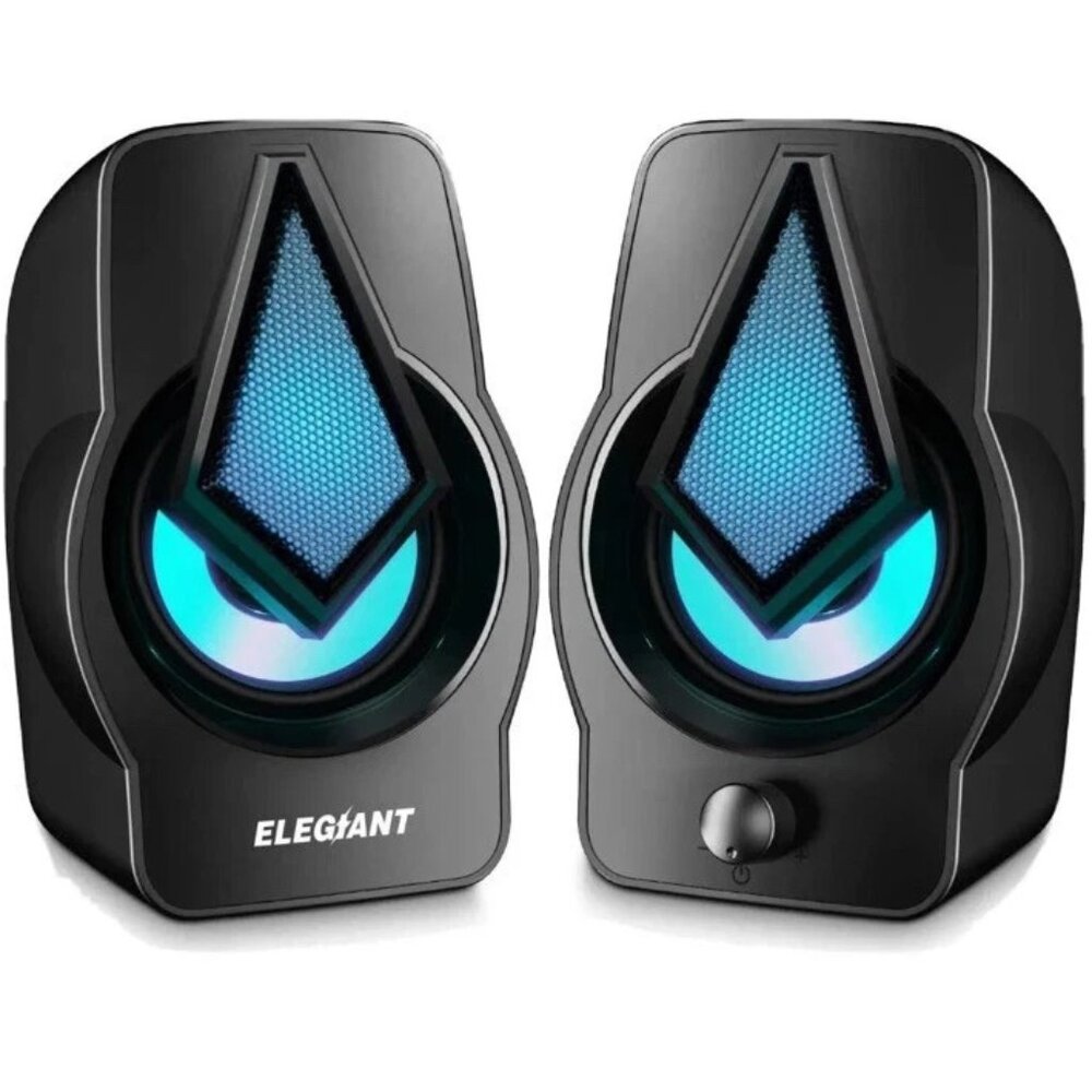 ELEGIANT SR600 USB Computer Speakers – 10W 2.0 Channel – Colorful LED Lights